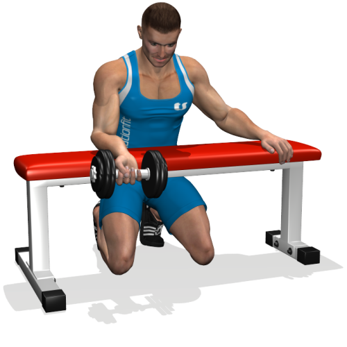 One Arm Dumbbell Wrist Curl Over Bench